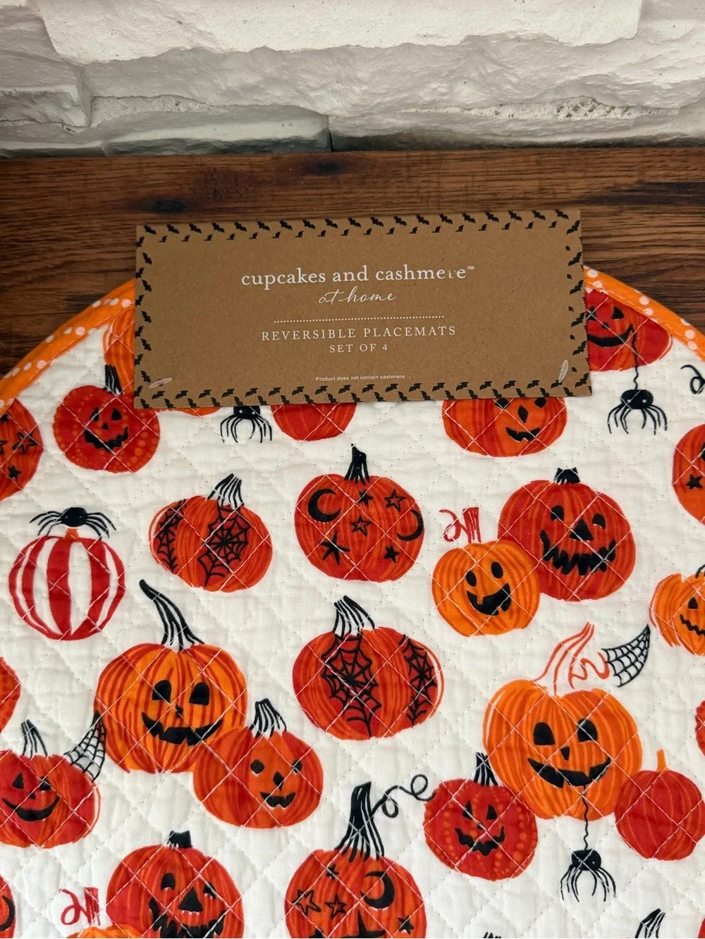🆕 Cupcakes and Cashmere | 🎃 Halloween Reversible Round Placemats - Set of 4.
